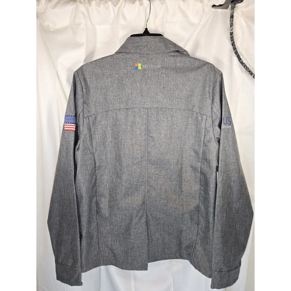 Microsoft North America MSUS‎ Employee Jacket Gray Pockets Zip Mens Medium NWOT